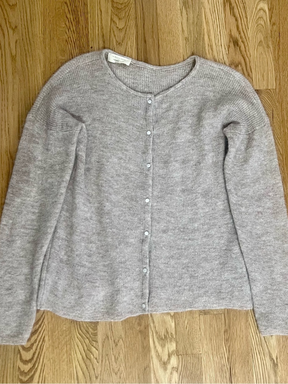 Sezane Light Taupe Ribbed Button-Front Cardigan